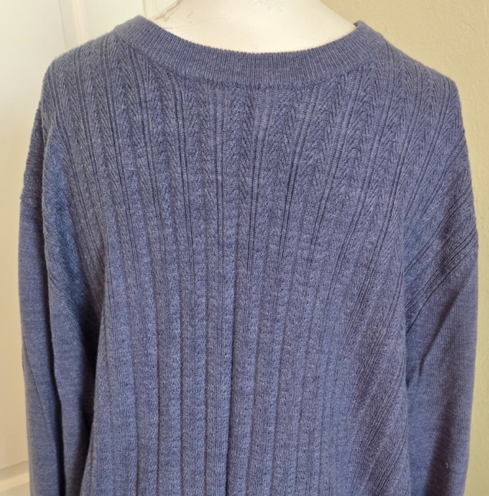 Allen Flusser Blue Ribbed Sweater NWT